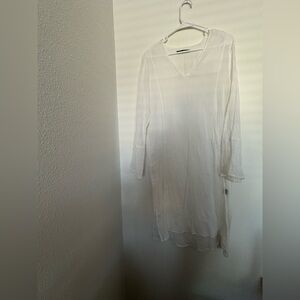 Jenni kayne White V-Neck Long Sleeve Cotton dress size M